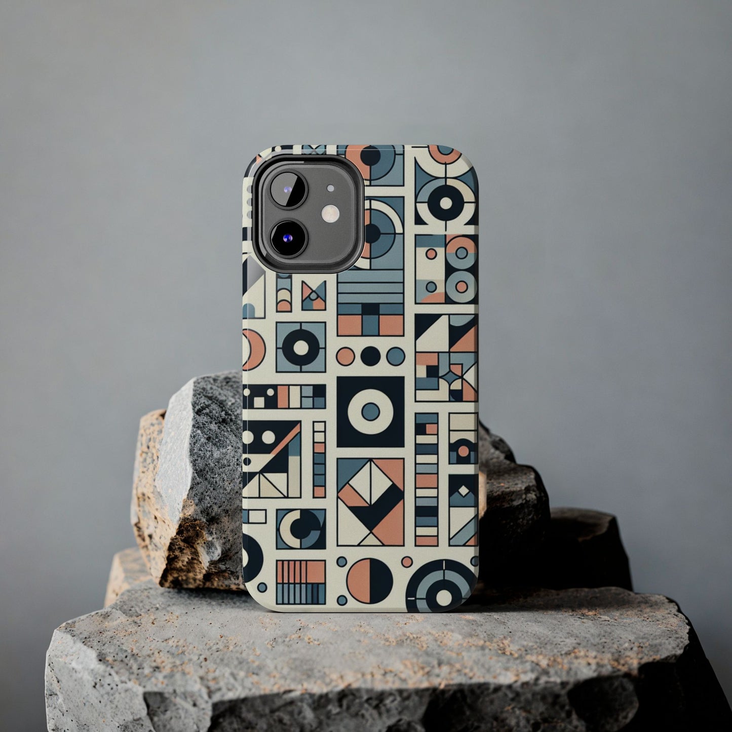 Geometric Print Tough Phone Case for iPhone 16 15 14 13 12 11 X 8 7 Samsung Galaxy S24 S23 S22 S21