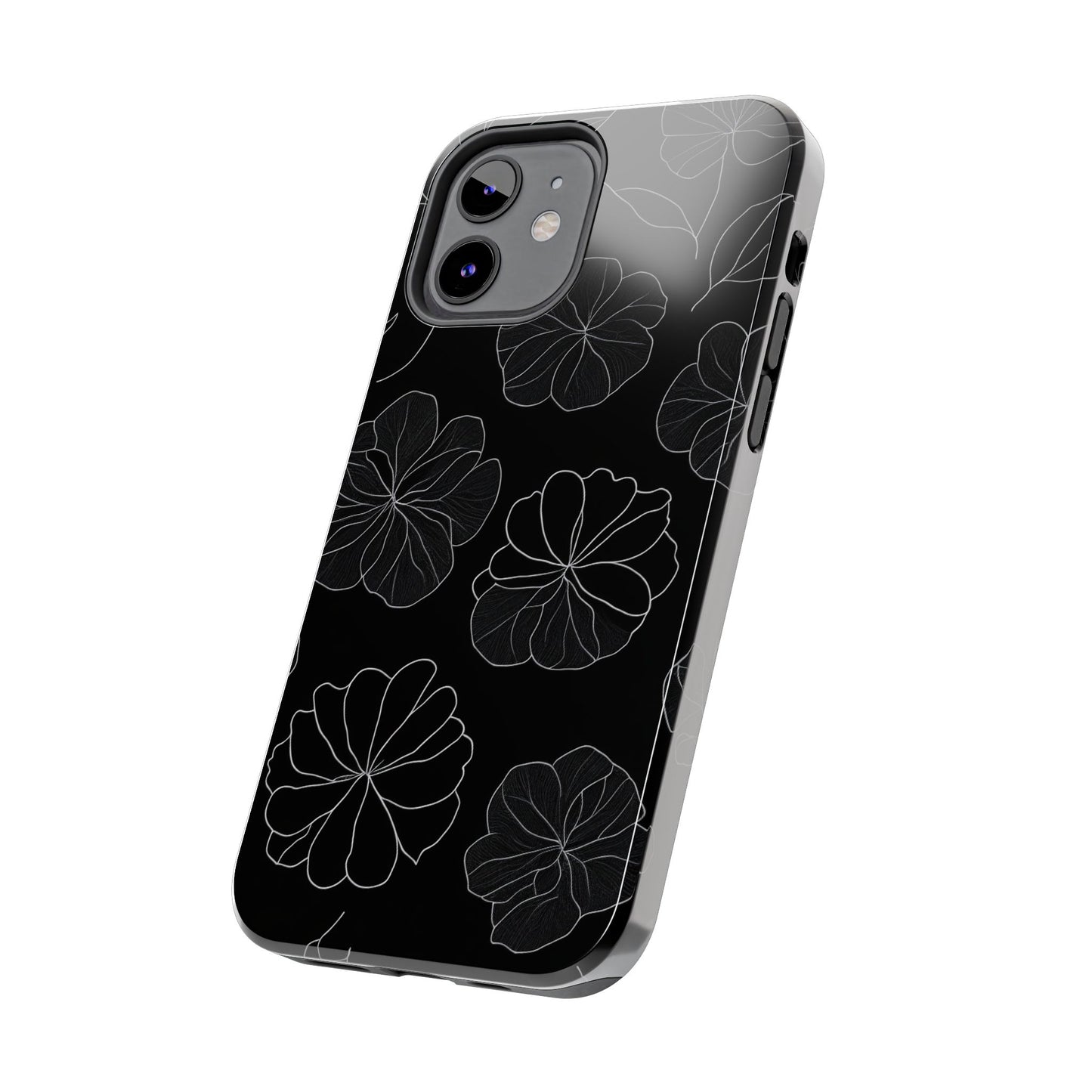 Black Floral Tough Phone Case