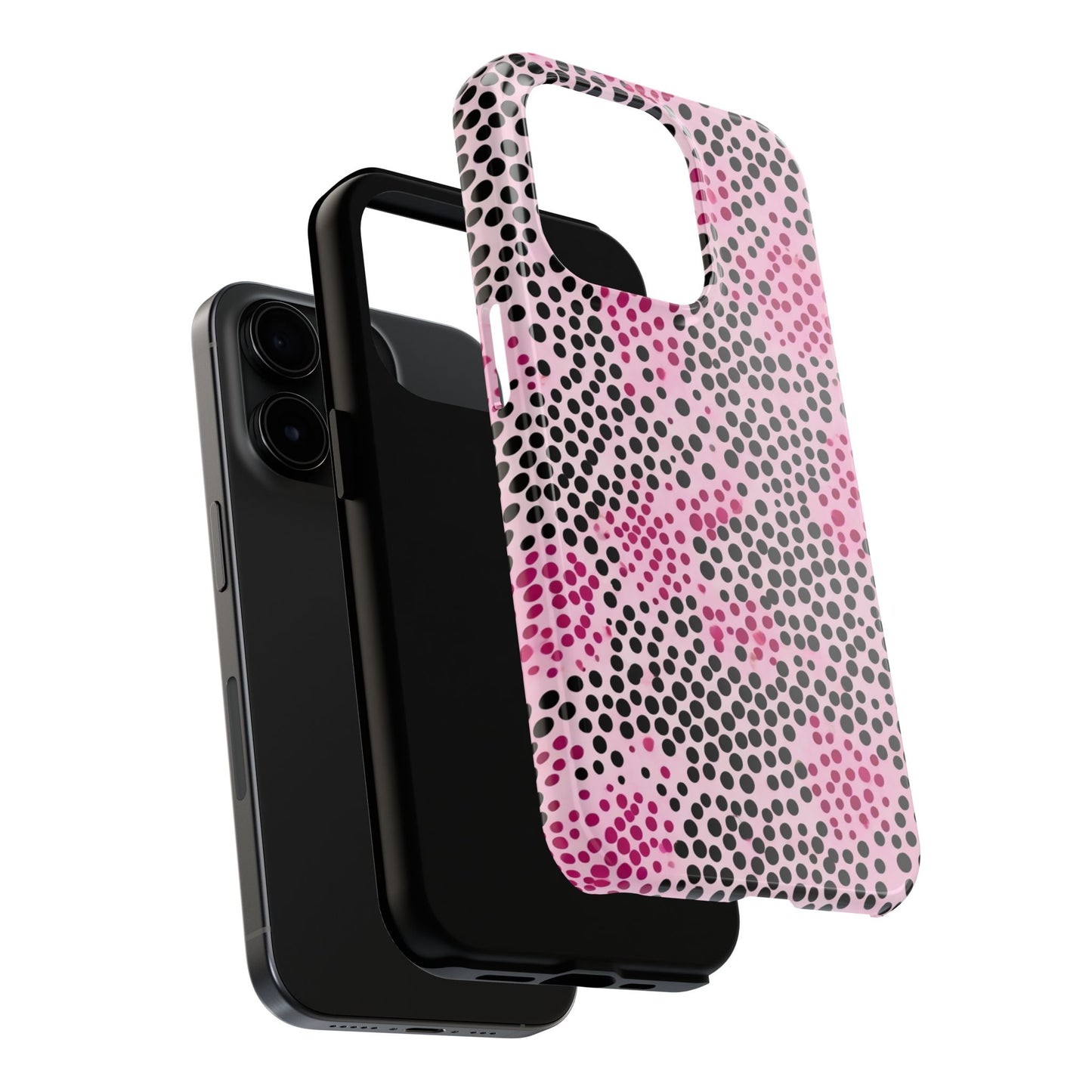 Pink and Black Dot Design Tough Phone Case