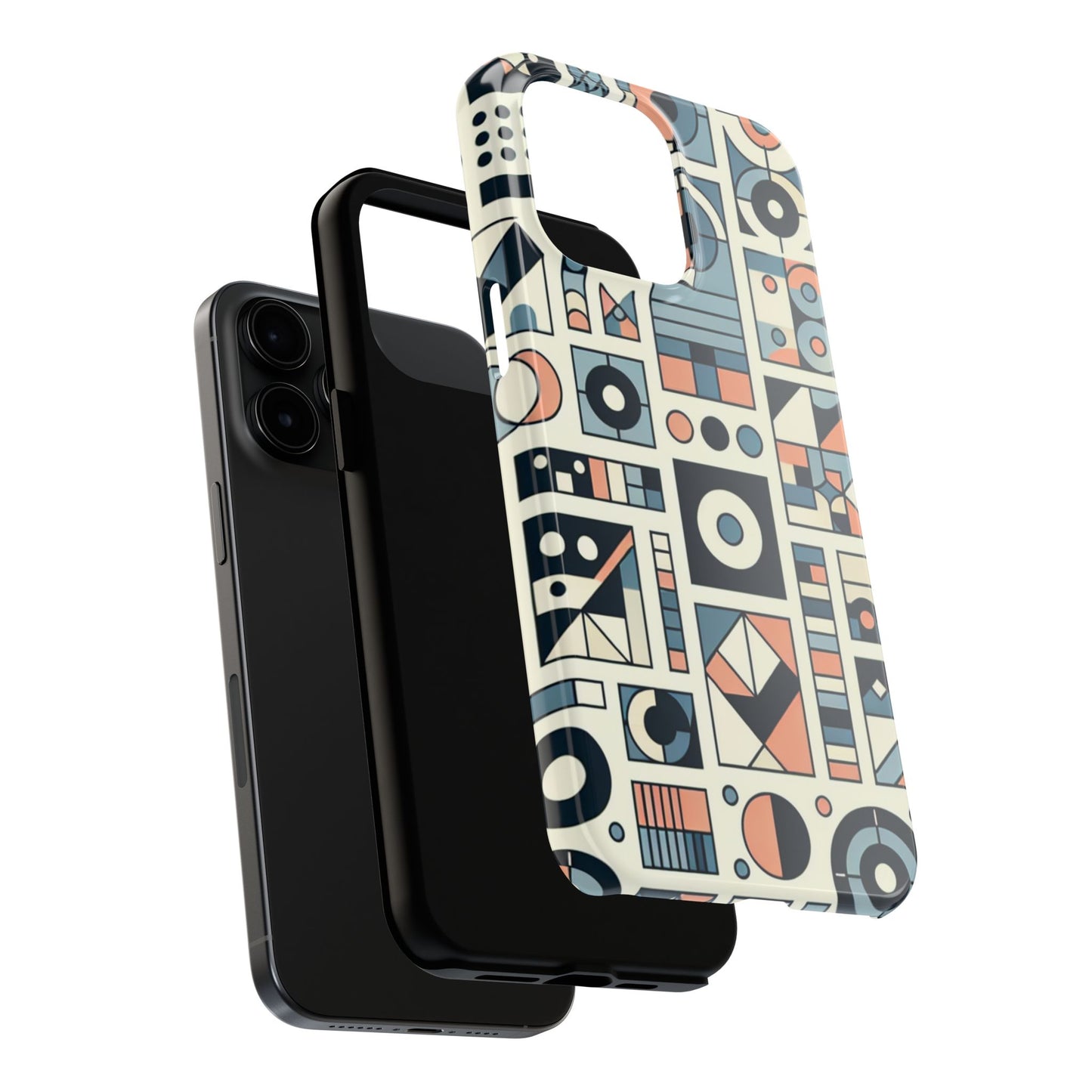 Geometric Print Tough Phone Case for iPhone 16 15 14 13 12 11 X 8 7 Samsung Galaxy S24 S23 S22 S21