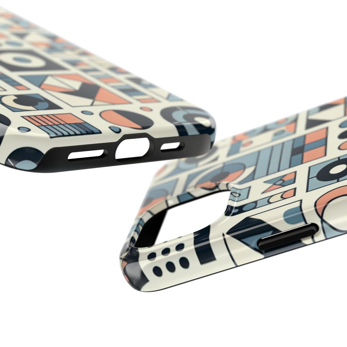 Geometric Print Tough Phone Case for iPhone 16 15 14 13 12 11 X 8 7 Samsung Galaxy S24 S23 S22 S21