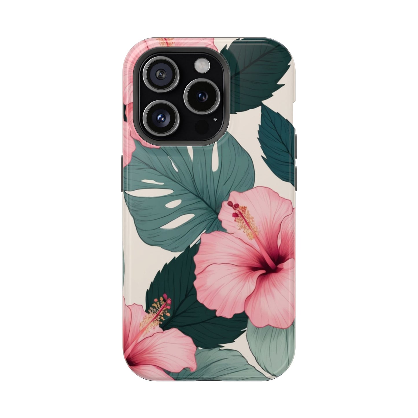 Tropical Hibiscus Magnetic Tough Phone Case for iPhone 13 14 15 16 Models