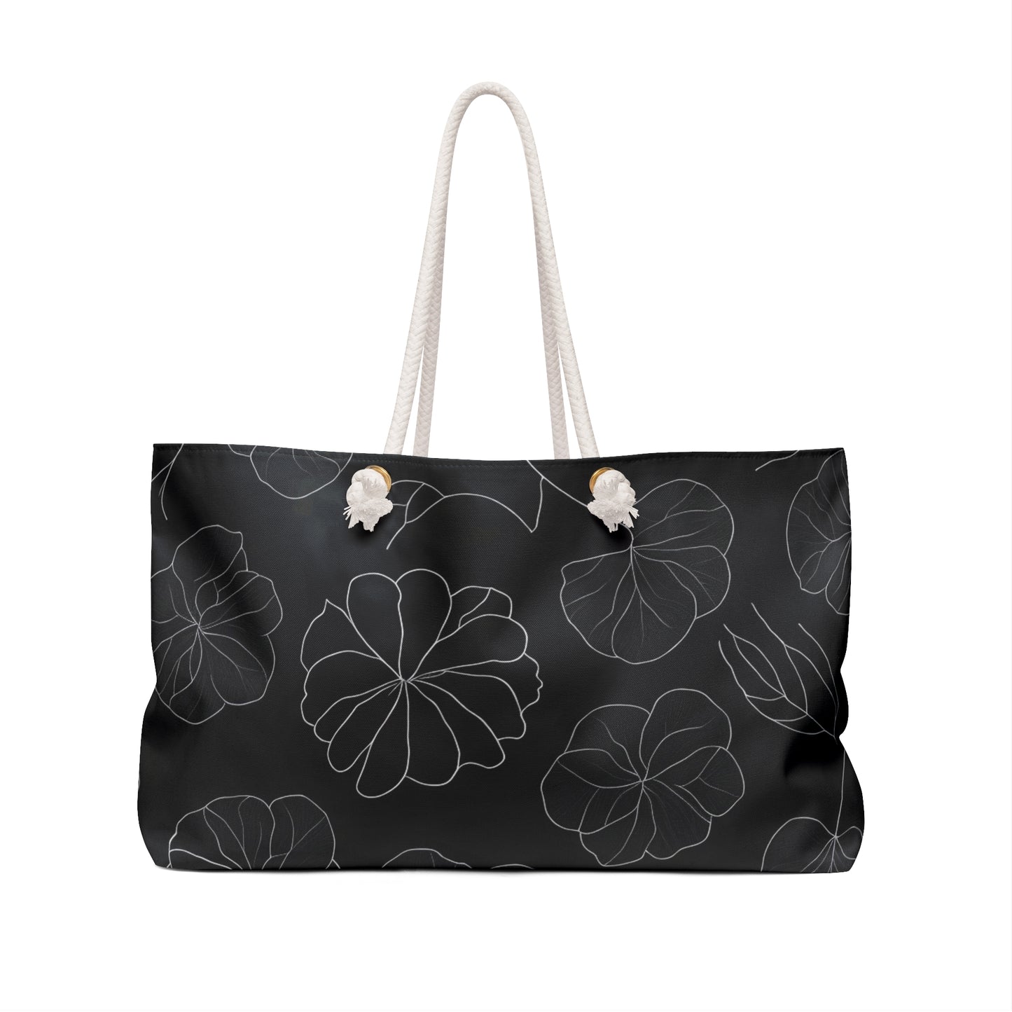 Black and White Floral Travel and Beach Bag