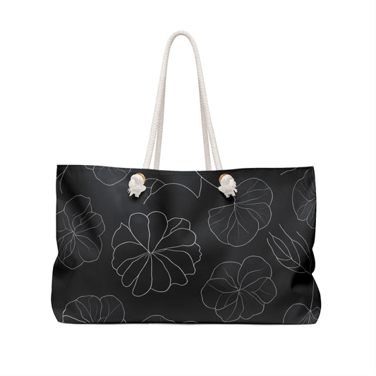 Black and White Floral Travel and Beach Bag