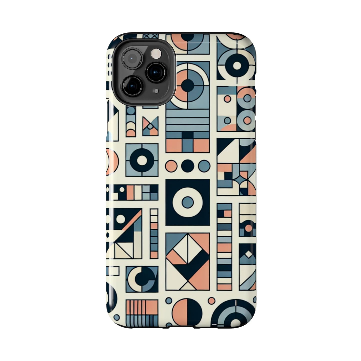 Geometric Print Tough Phone Case for iPhone 16 15 14 13 12 11 X 8 7 Samsung Galaxy S24 S23 S22 S21