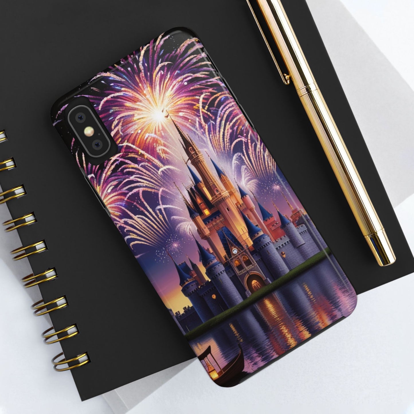 Magical Castle and Fireworks Tough Phone Case for iPhone 16 15 14 13 12 11 X 8 7 Samsung Galaxy S24 S23 S22 S21