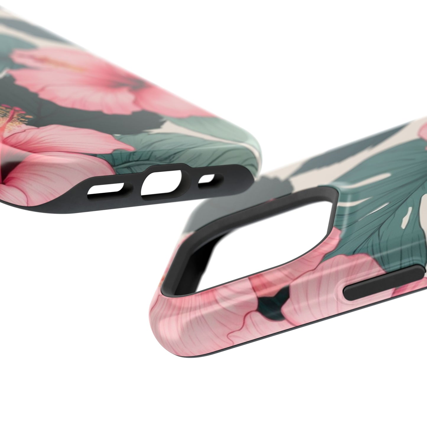 Tropical Hibiscus Magnetic Tough Phone Case for iPhone 13 14 15 16 Models