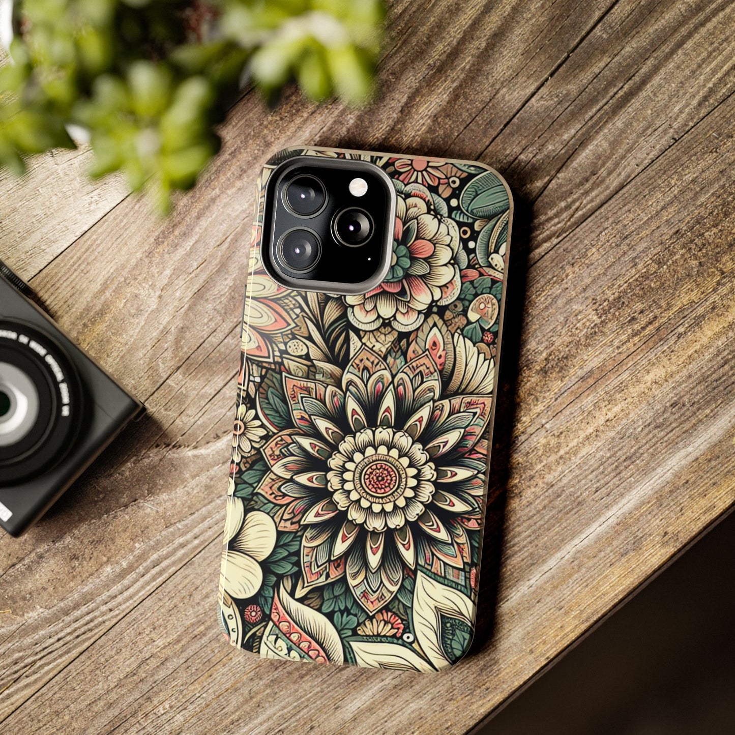 Boho Floral Tough Case for iPhone 16 15 14 13 12 11 X 8 7 Samsung Galaxy S24 S23 S22 S21