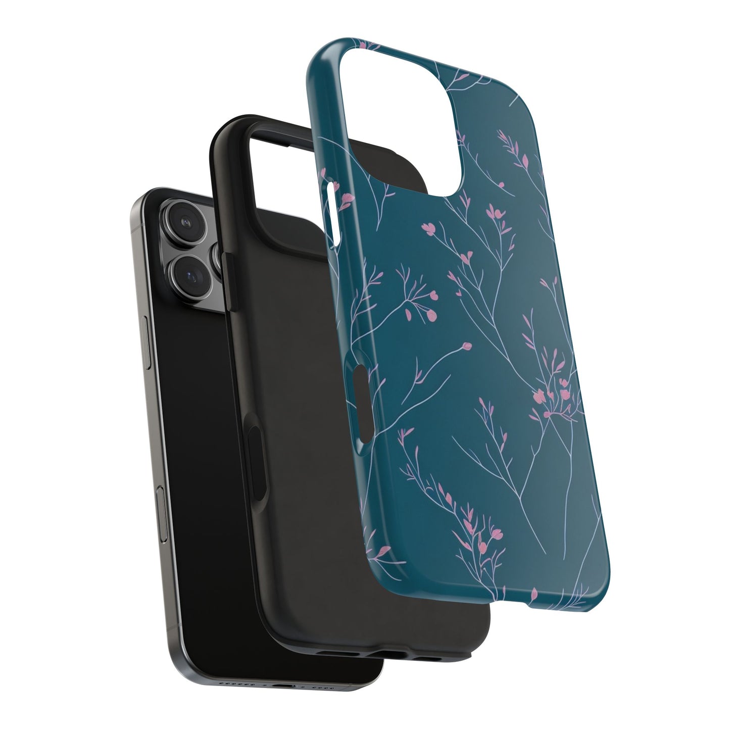Teal Floral Tough Phone Case