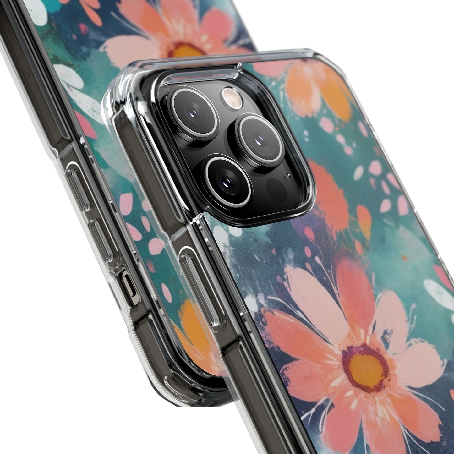 Pastel Floral Magnetic Clear Impact Case for iPhone 16 15 14